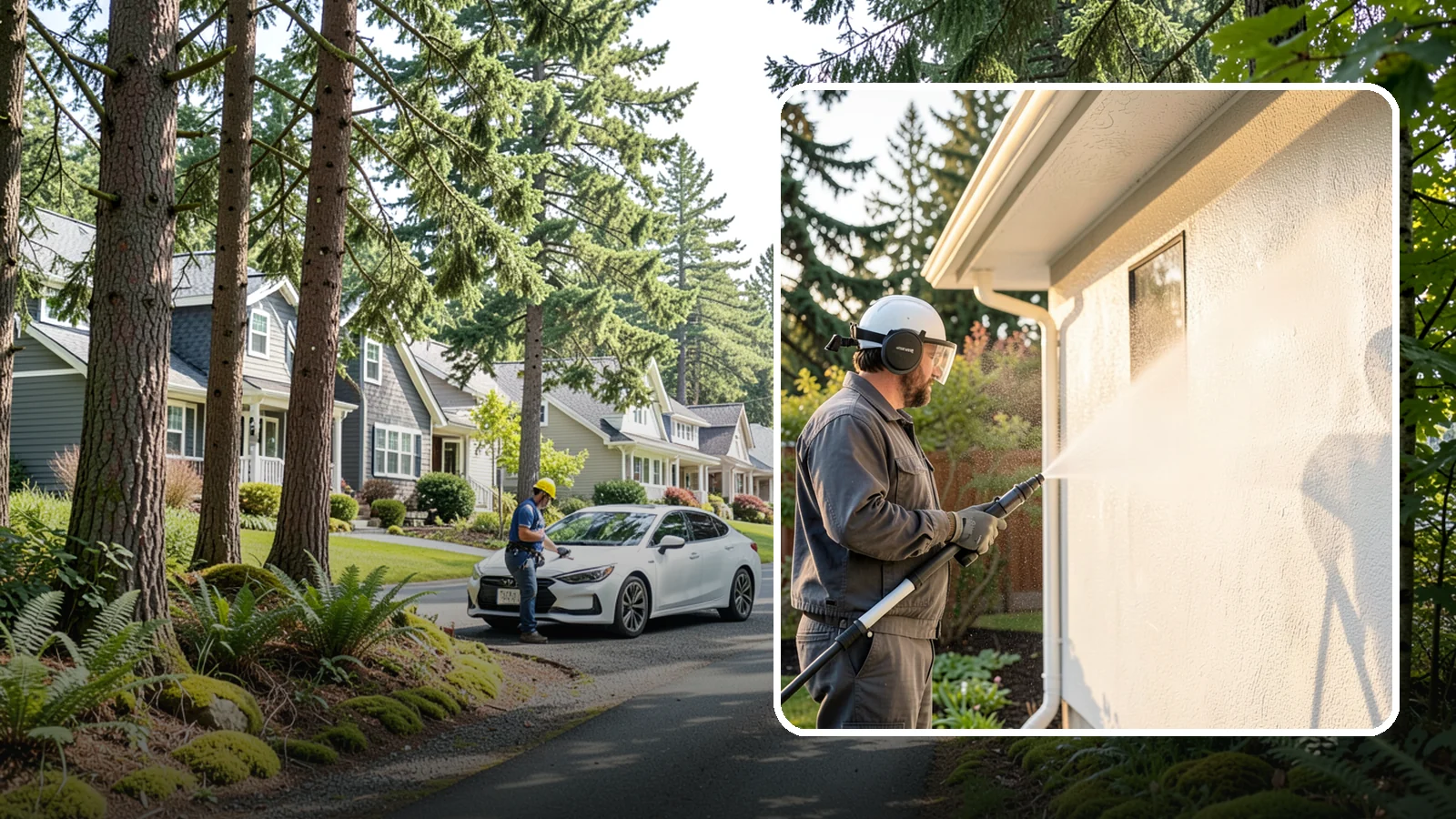 Stucco Soft Wash in Normandy Park, King County, WA - Stucco soft wash removes algae and staining from textured stucco using low pressure that protects its porous, delicate surface.