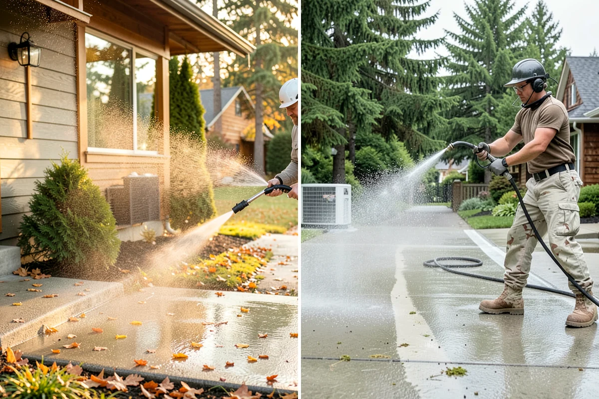 Stucco Soft Wash in Normandy Park, King County, WA - Examine the stucco texture and identify staining