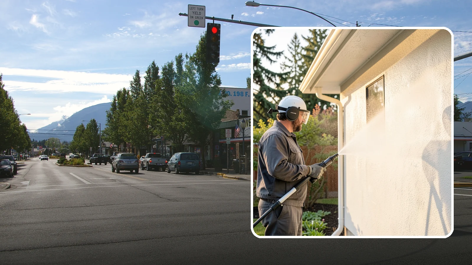 Stucco Soft Wash in North Bend, King County, WA - Stucco soft wash removes algae and staining from textured stucco using low pressure that protects its porous, delicate surface.
