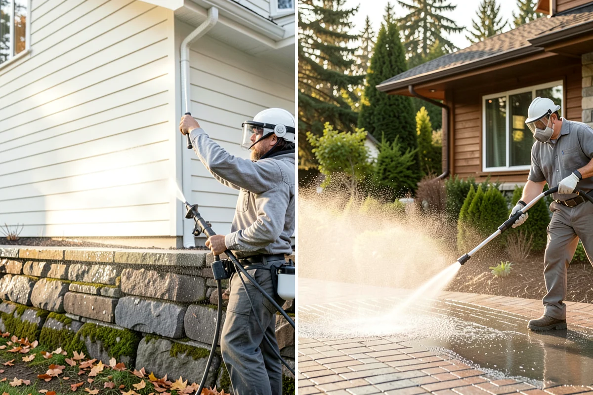 Stucco Soft Wash in Pacific, King County, WA - Examine the stucco texture and identify staining