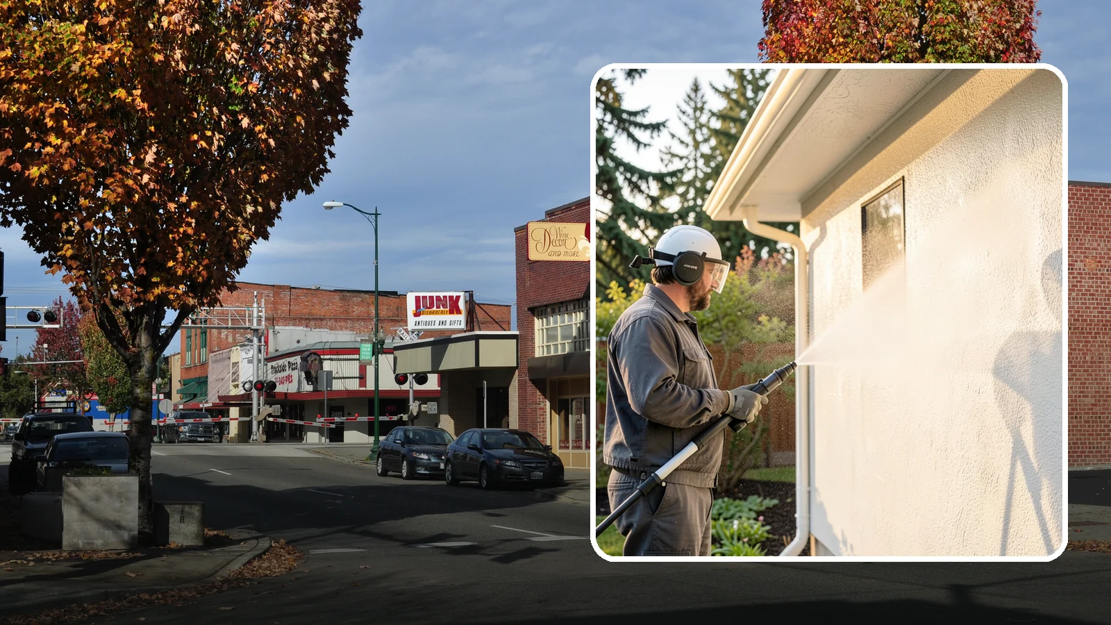 Stucco Soft Wash in Puyallup, Pierce County, WA - Stucco soft wash removes algae and staining from textured stucco using low pressure that protects its porous, delicate surface.