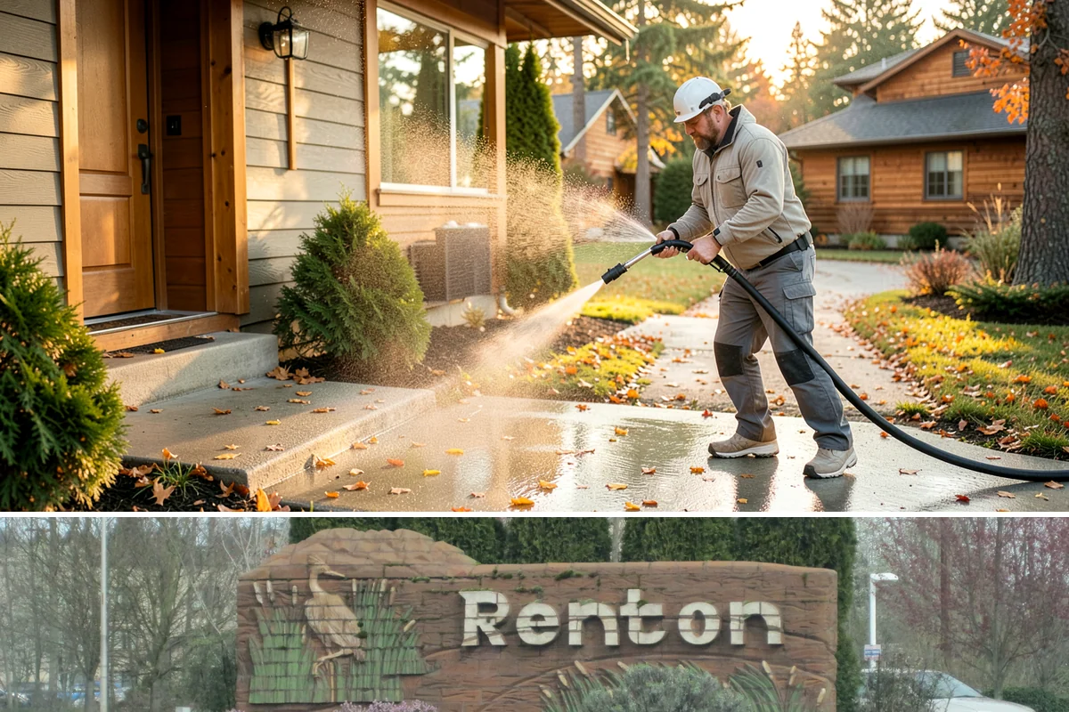 Stucco Soft Wash in Renton, King County, WA - Best in the milder, drier stretches so the porous stucco can dry properly after washing.