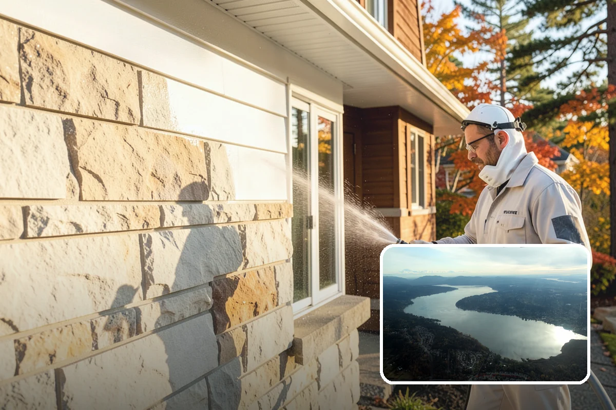 Stucco Soft Wash in Sammamish, King County, WA - Cleans porous stucco without chipping its texture