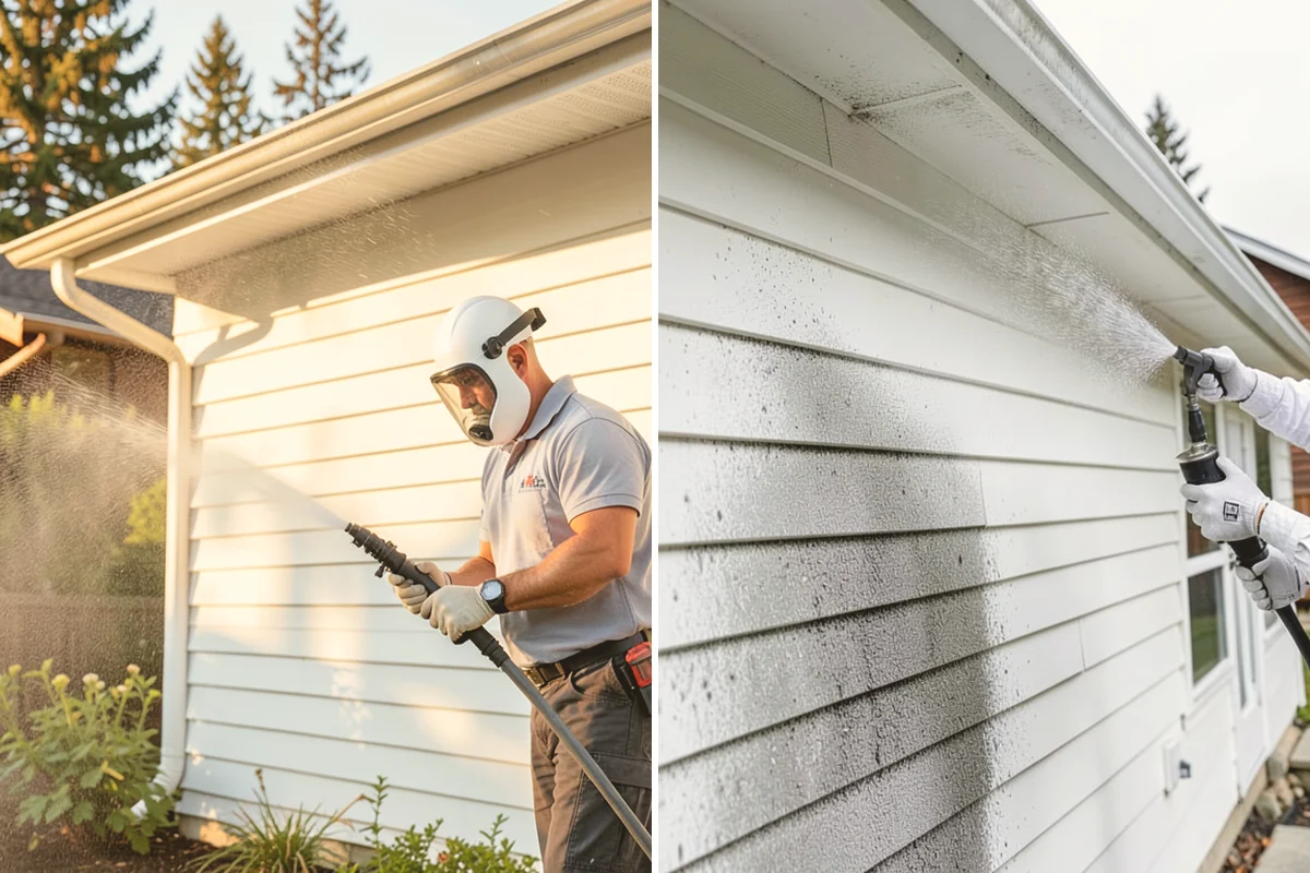 Stucco Soft Wash in Sammamish, King County, WA - Examine the stucco texture and identify staining