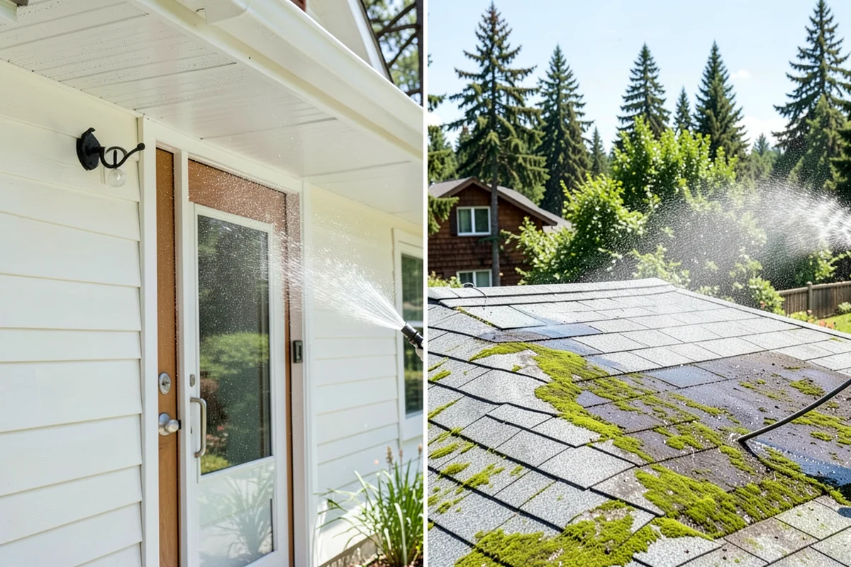 Stucco Soft Wash in SeaTac, King County, WA - Examine the stucco texture and identify staining