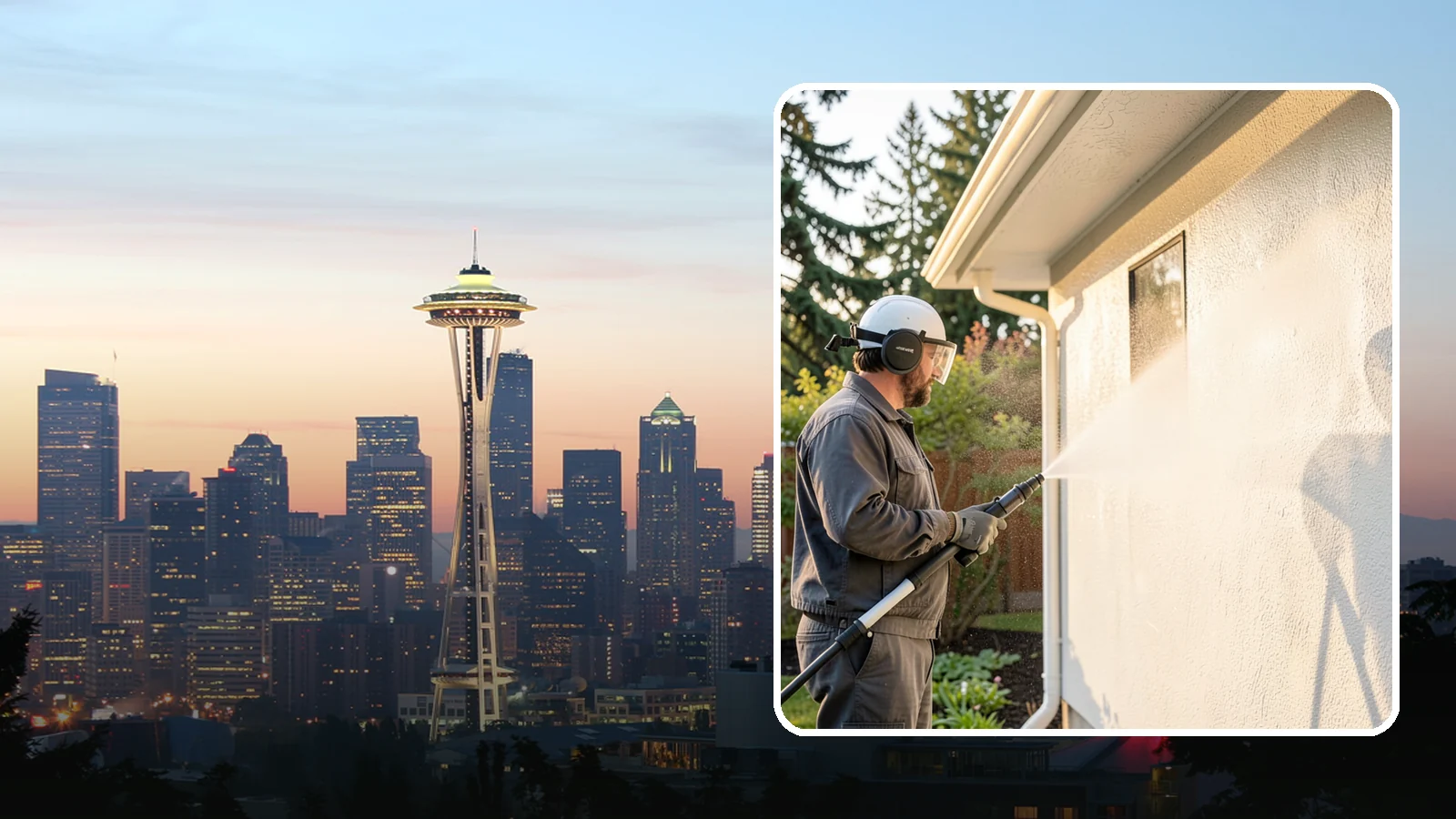 Stucco Soft Wash in Seattle, King County, WA - Stucco soft wash removes algae and staining from textured stucco using low pressure that protects its porous, delicate surface.