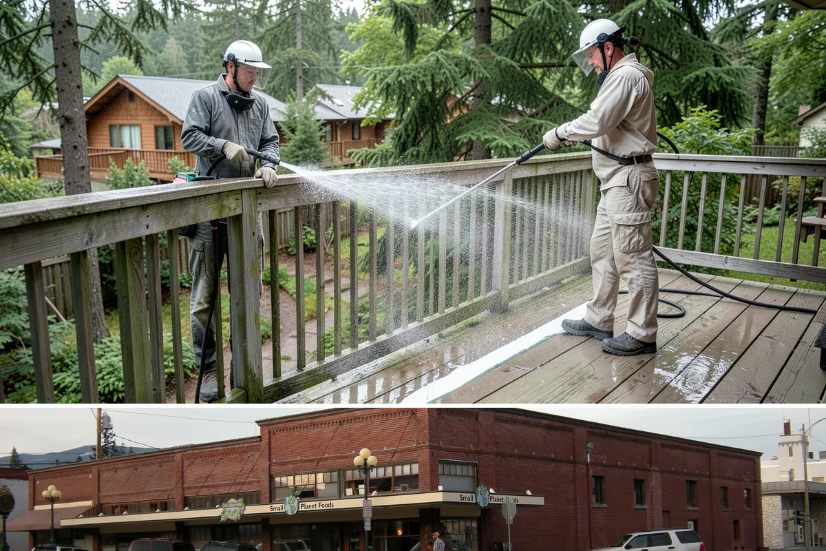 Stucco Soft Wash in Sedro-Woolley, Skagit County, WA - Best in the milder, drier stretches so the porous stucco can dry properly after washing.