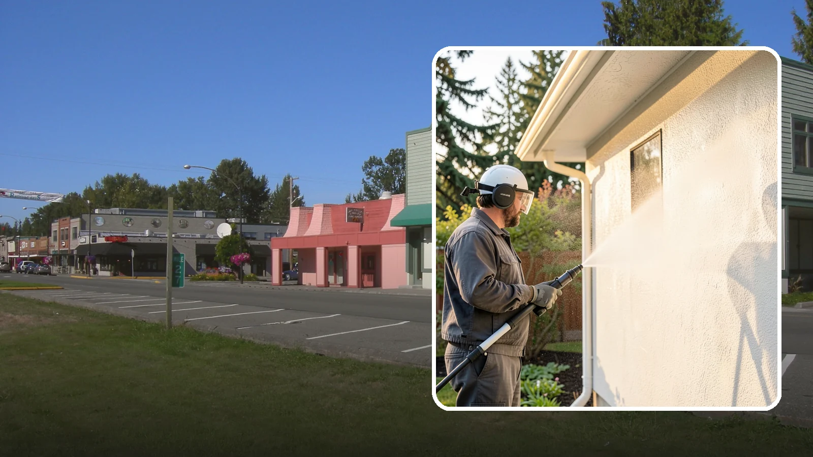 Stucco Soft Wash in Snoqualmie, King County, WA - Stucco soft wash removes algae and staining from textured stucco using low pressure that protects its porous, delicate surface.