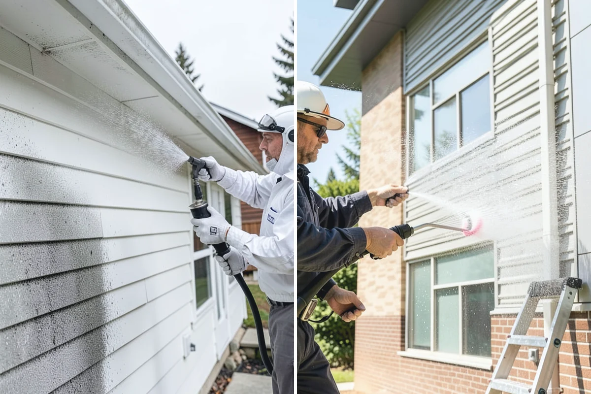 Stucco Soft Wash in South Prairie, Pierce County, WA - Examine the stucco texture and identify staining