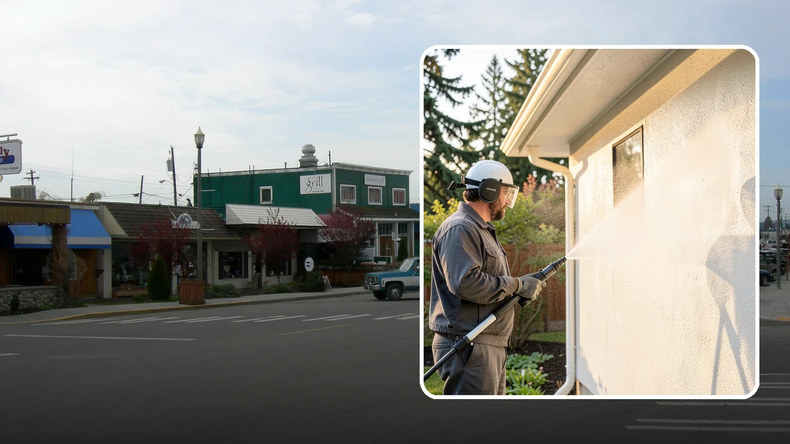 Stucco Soft Wash in Stanwood, Snohomish County, WA - Stucco soft wash removes algae and staining from textured stucco using low pressure that protects its porous, delicate surface.
