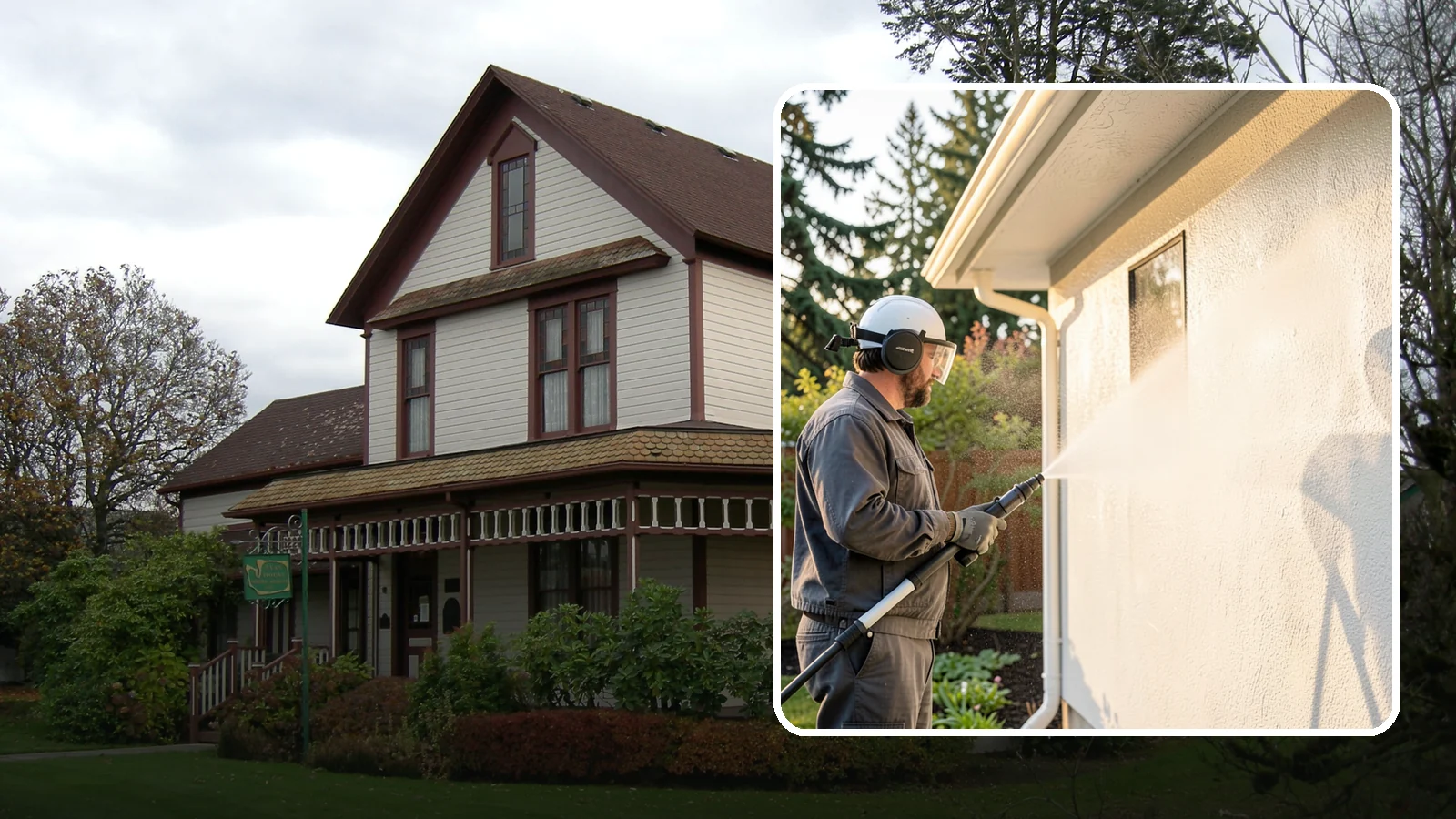 Stucco Soft Wash in Sumner, Pierce County, WA - Stucco soft wash removes algae and staining from textured stucco using low pressure that protects its porous, delicate surface.