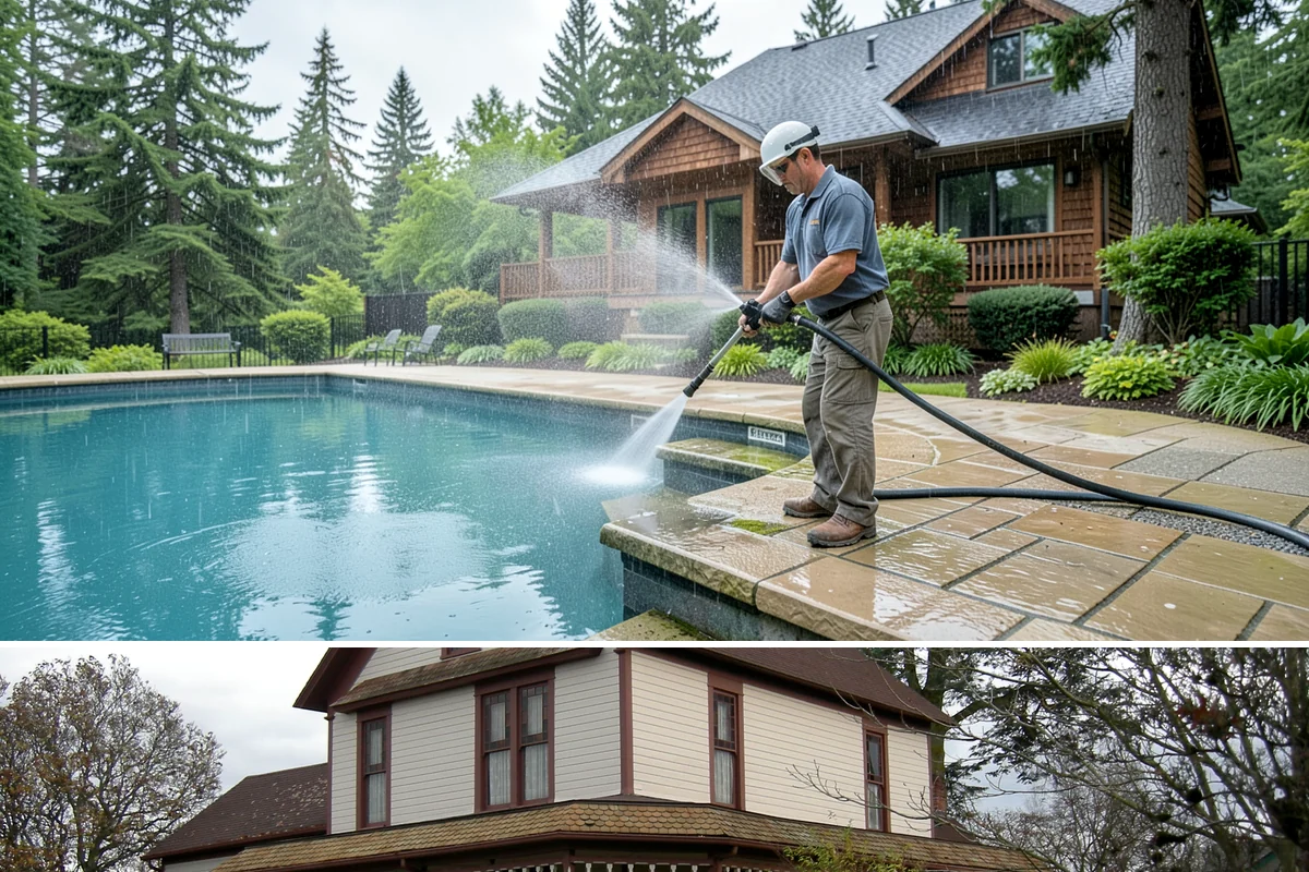 Stucco Soft Wash in Sumner, Pierce County, WA - Best in the milder, drier stretches so the porous stucco can dry properly after washing.