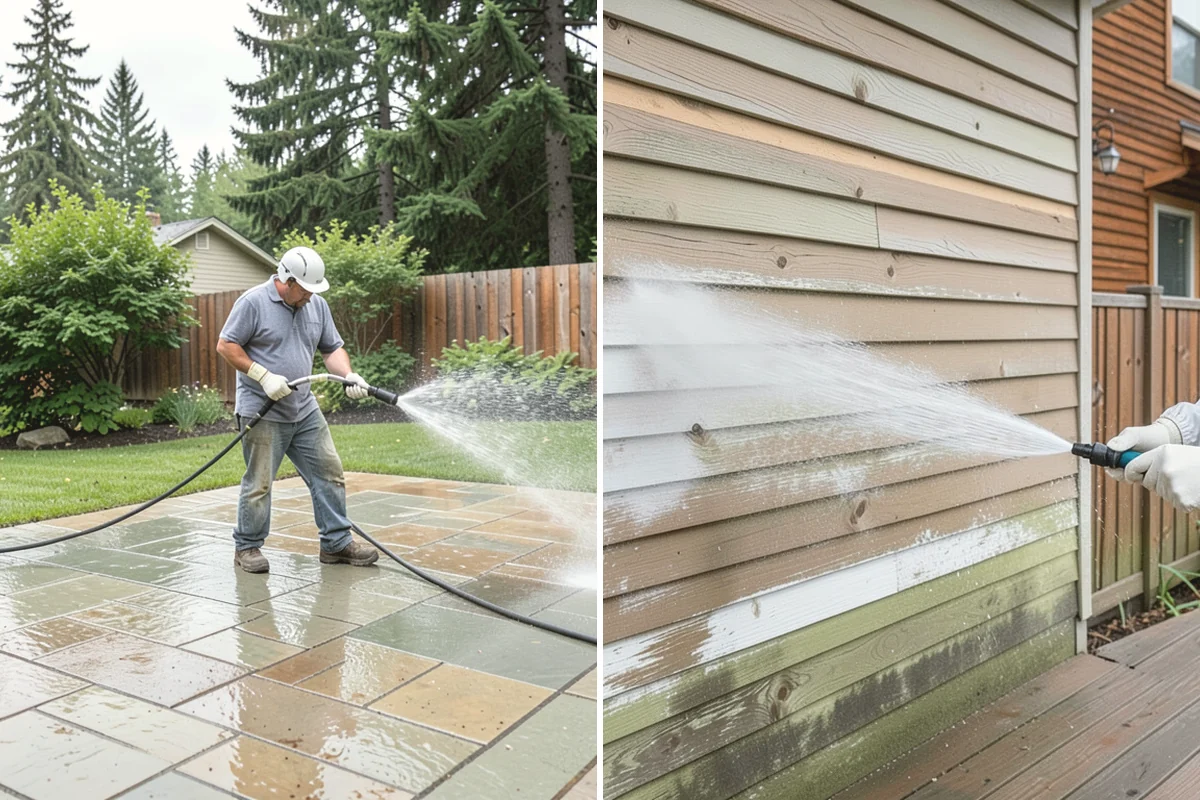 Stucco Soft Wash in Yarrow Point, King County, WA - Examine the stucco texture and identify staining