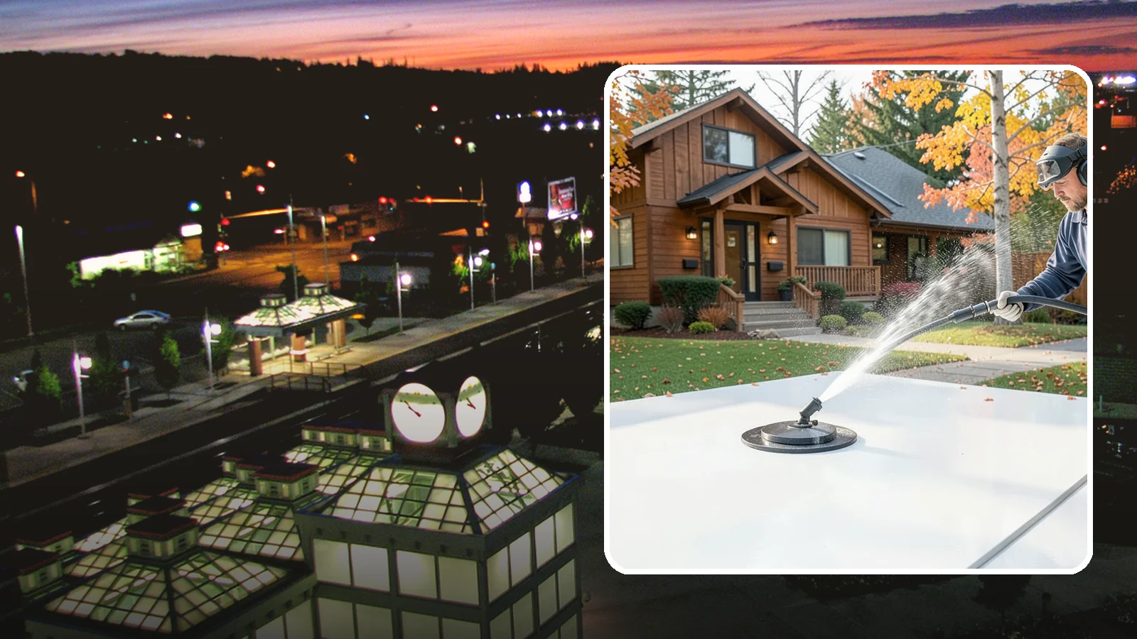Surface Cleaning in Auburn, King County, WA - Surface cleaning uses a rotating flat-surface tool to wash large horizontal areas evenly and without the streaking a wand leaves.