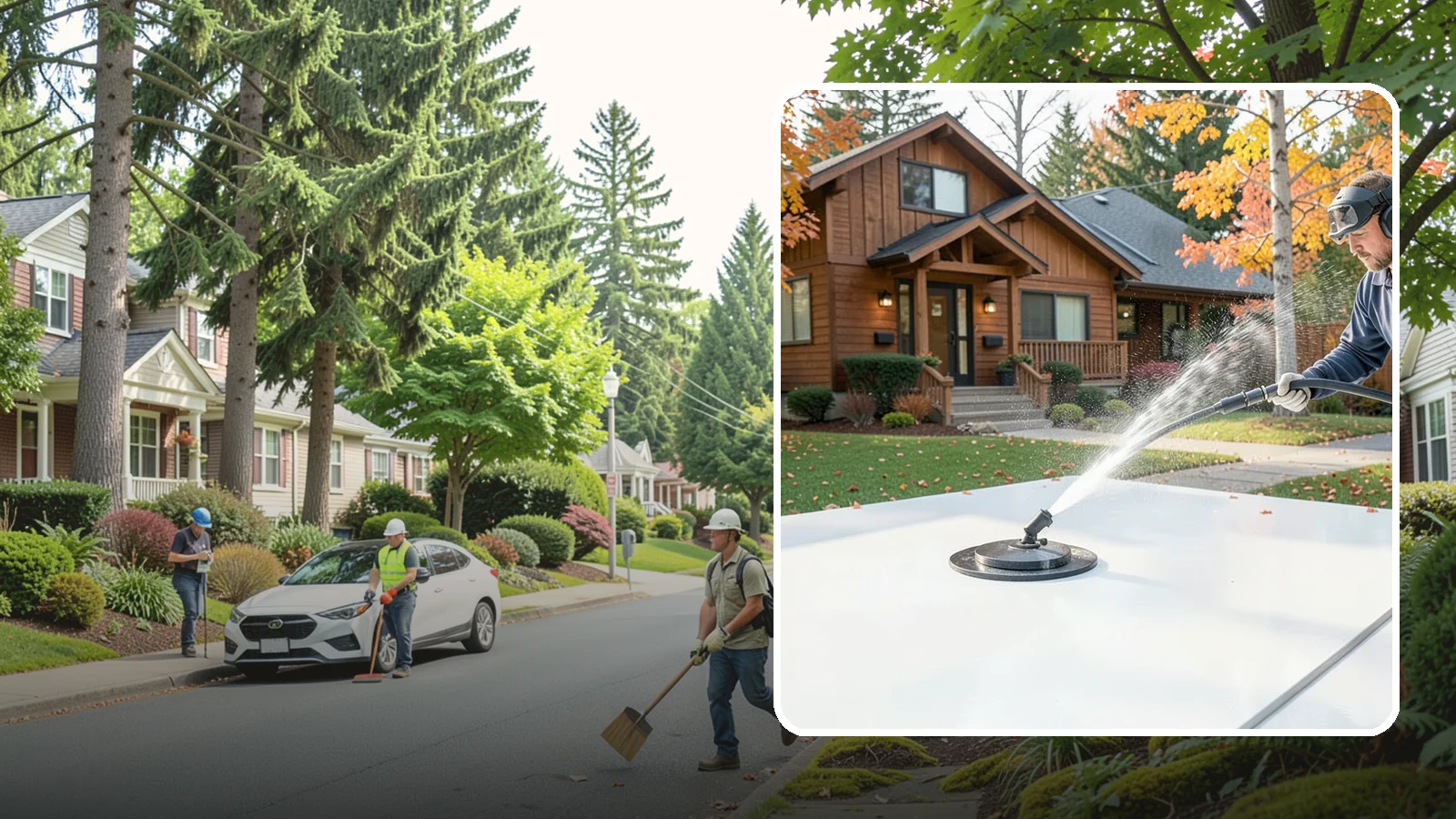 Surface Cleaning in Beaux Arts Village, King County, WA - Surface cleaning uses a rotating flat-surface tool to wash large horizontal areas evenly and without the streaking a wand leaves.