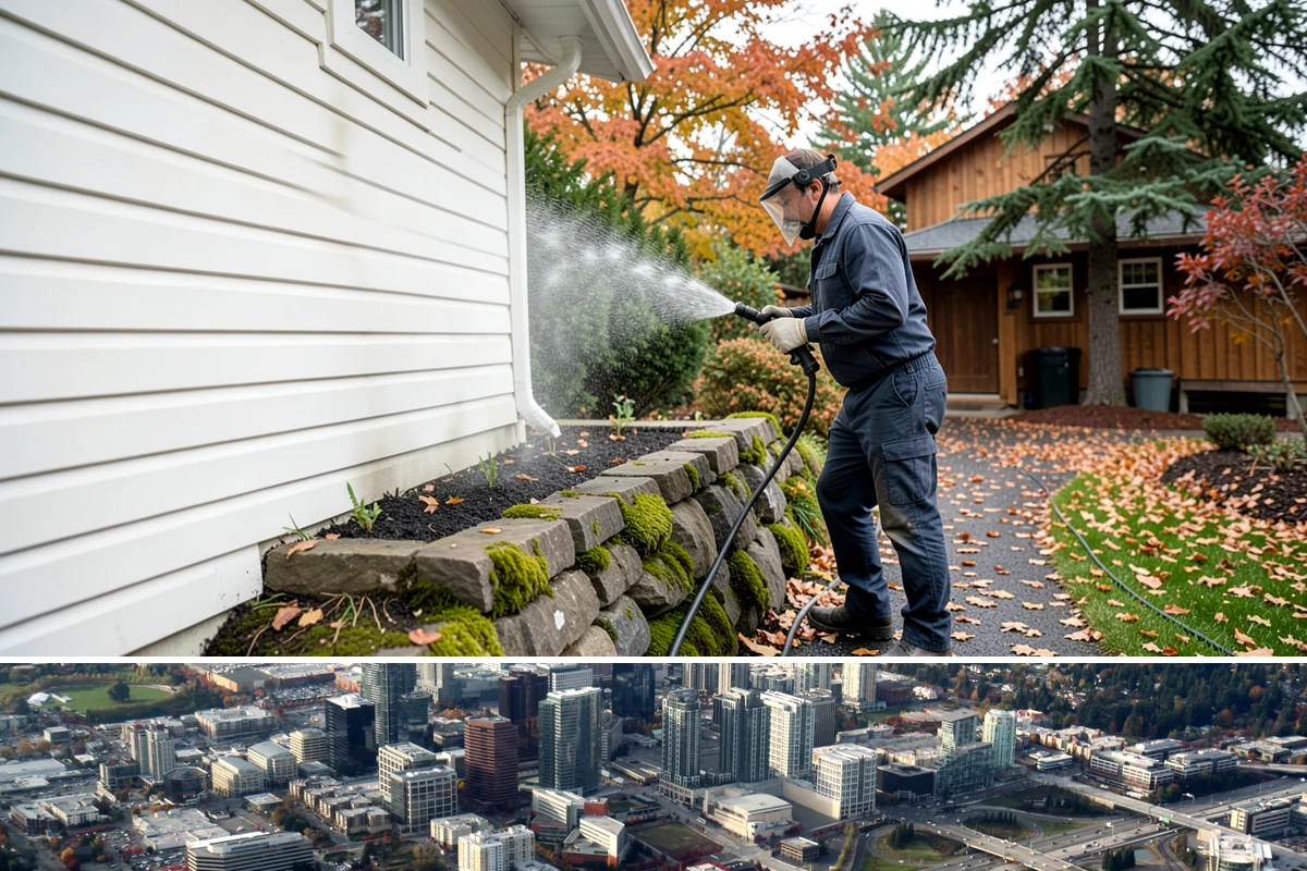 Surface Cleaning in Bellevue, King County, WA - Best in the drier spring-through-fall window, though it handles algae buildup effectively whenever surfaces need attention.