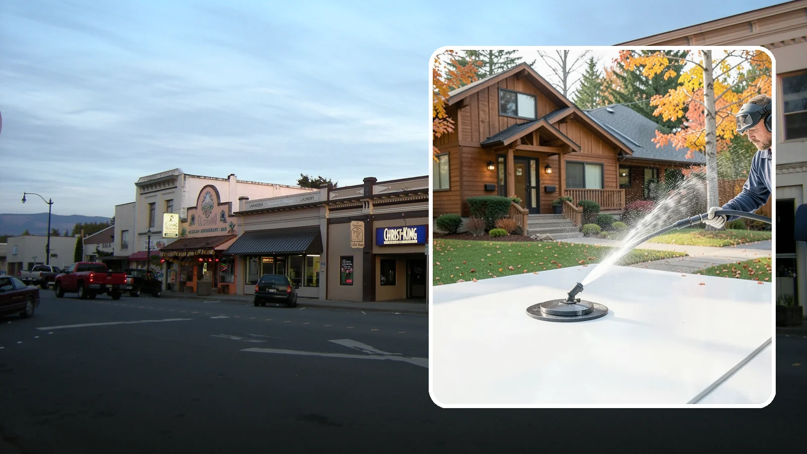 Surface Cleaning in Burlington, Skagit County, WA - Surface cleaning uses a rotating flat-surface tool to wash large horizontal areas evenly and without the streaking a wand leaves.