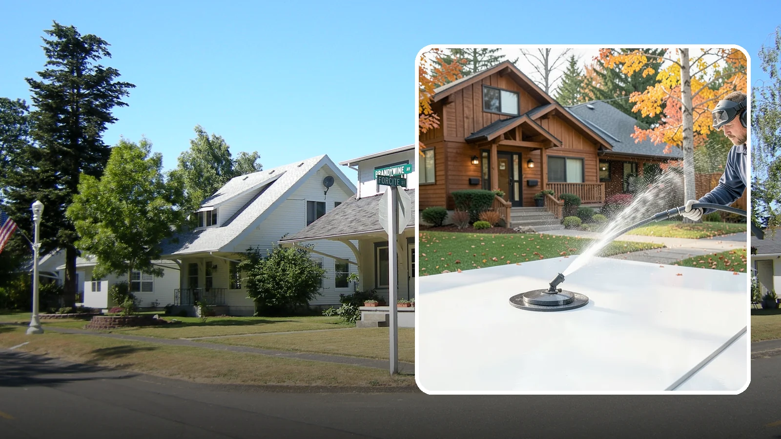 Surface Cleaning in DuPont, Pierce County, WA - Surface cleaning uses a rotating flat-surface tool to wash large horizontal areas evenly and without the streaking a wand leaves.