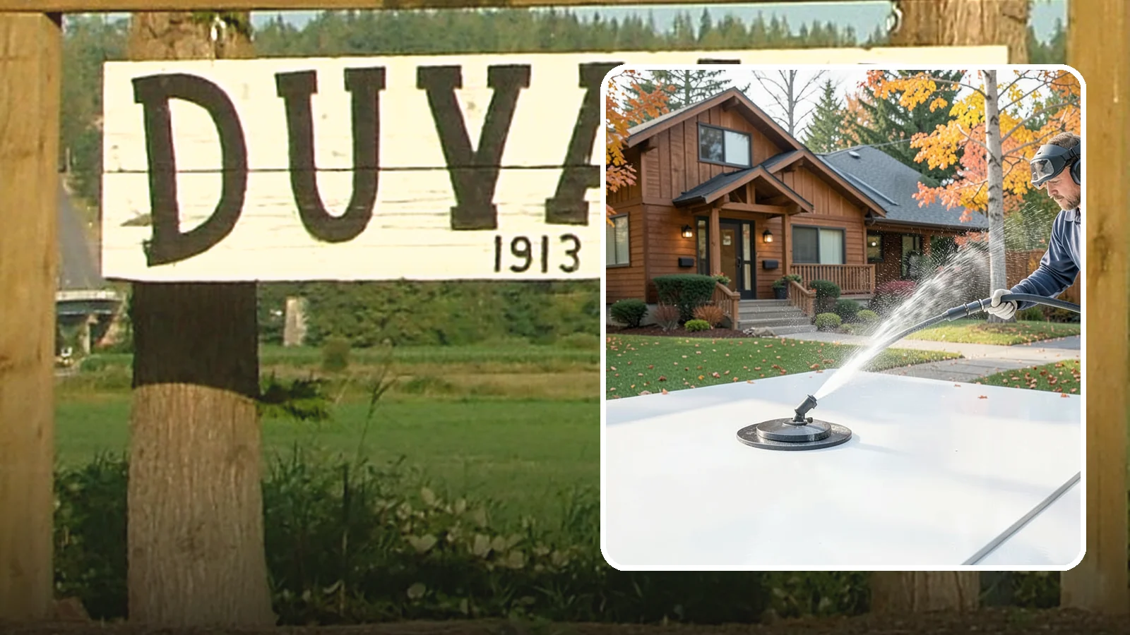 Surface Cleaning in Duvall, King County, WA - Surface cleaning uses a rotating flat-surface tool to wash large horizontal areas evenly and without the streaking a wand leaves.