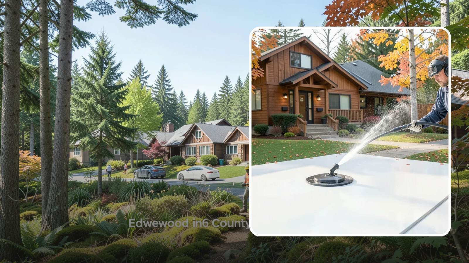 Surface Cleaning in Edgewood, Pierce County, WA - Surface cleaning uses a rotating flat-surface tool to wash large horizontal areas evenly and without the streaking a wand leaves.