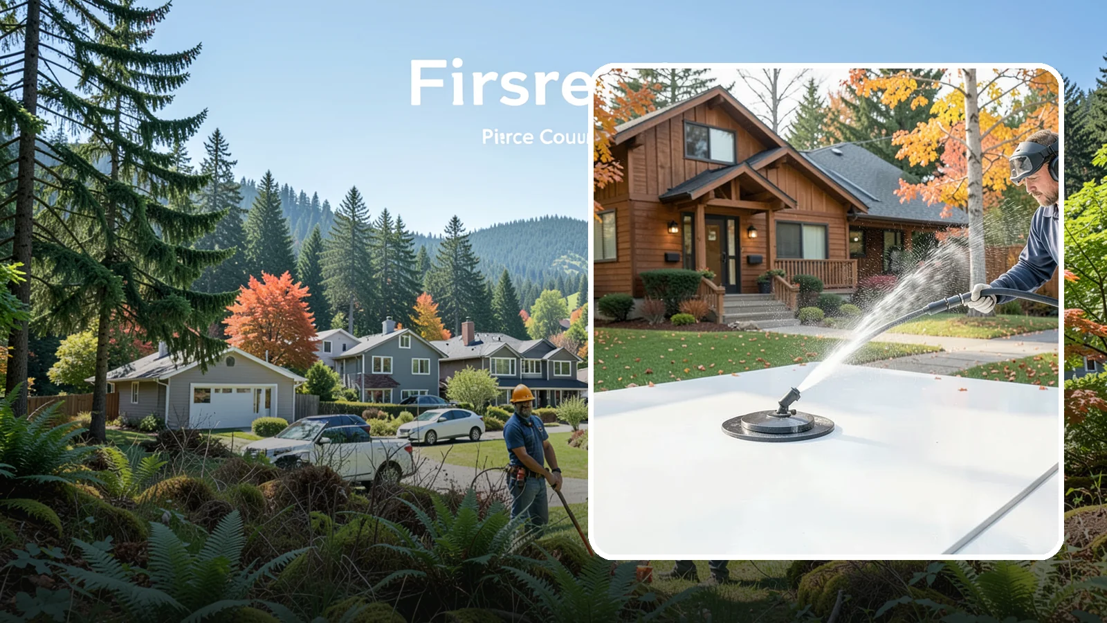 Surface Cleaning in Fircrest, Pierce County, WA - Surface cleaning uses a rotating flat-surface tool to wash large horizontal areas evenly and without the streaking a wand leaves.
