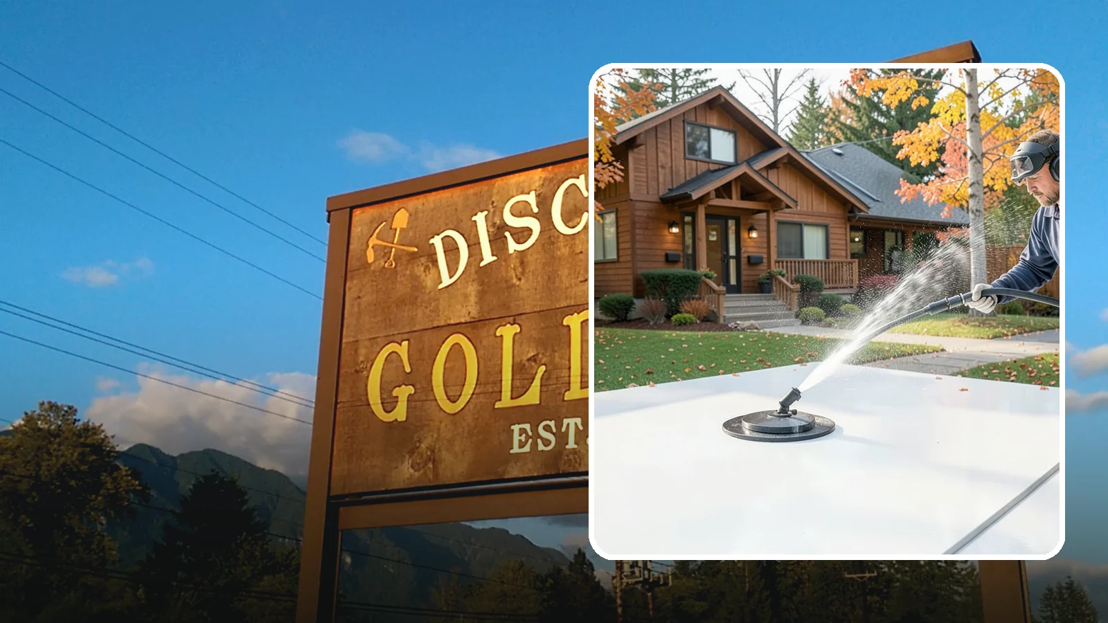 Surface Cleaning in Gold Bar, Snohomish County, WA - Surface cleaning uses a rotating flat-surface tool to wash large horizontal areas evenly and without the streaking a wand leaves.