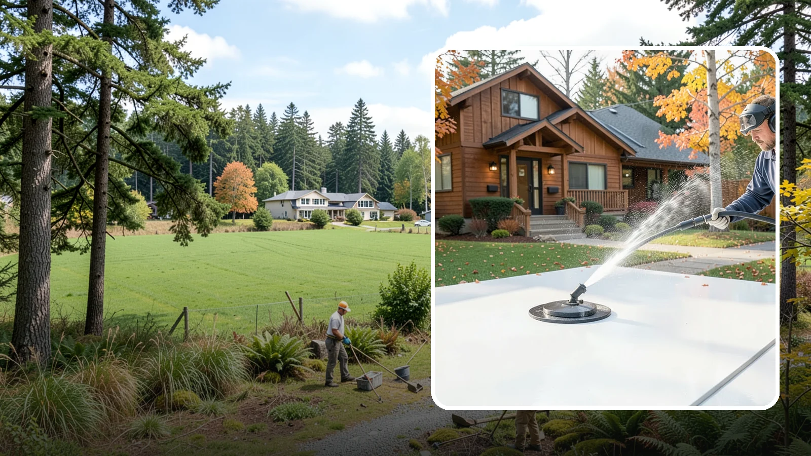 Surface Cleaning in Lyman, Skagit County, WA - Surface cleaning uses a rotating flat-surface tool to wash large horizontal areas evenly and without the streaking a wand leaves.