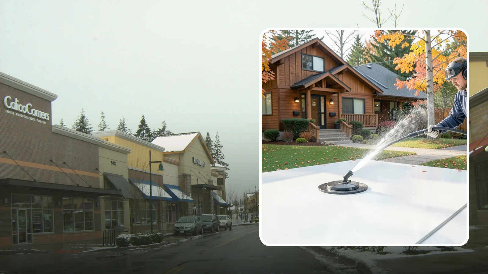 Surface Cleaning in Mill Creek, Snohomish County, WA - Surface cleaning uses a rotating flat-surface tool to wash large horizontal areas evenly and without the streaking a wand leaves.