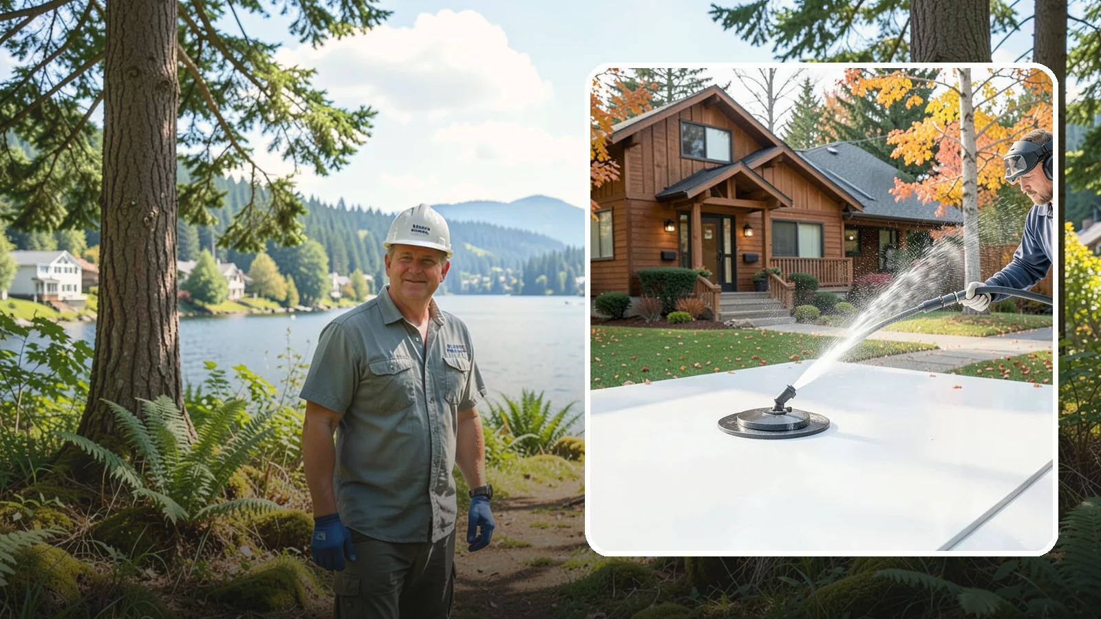 Surface Cleaning in Milton, King County, WA - Surface cleaning uses a rotating flat-surface tool to wash large horizontal areas evenly and without the streaking a wand leaves.