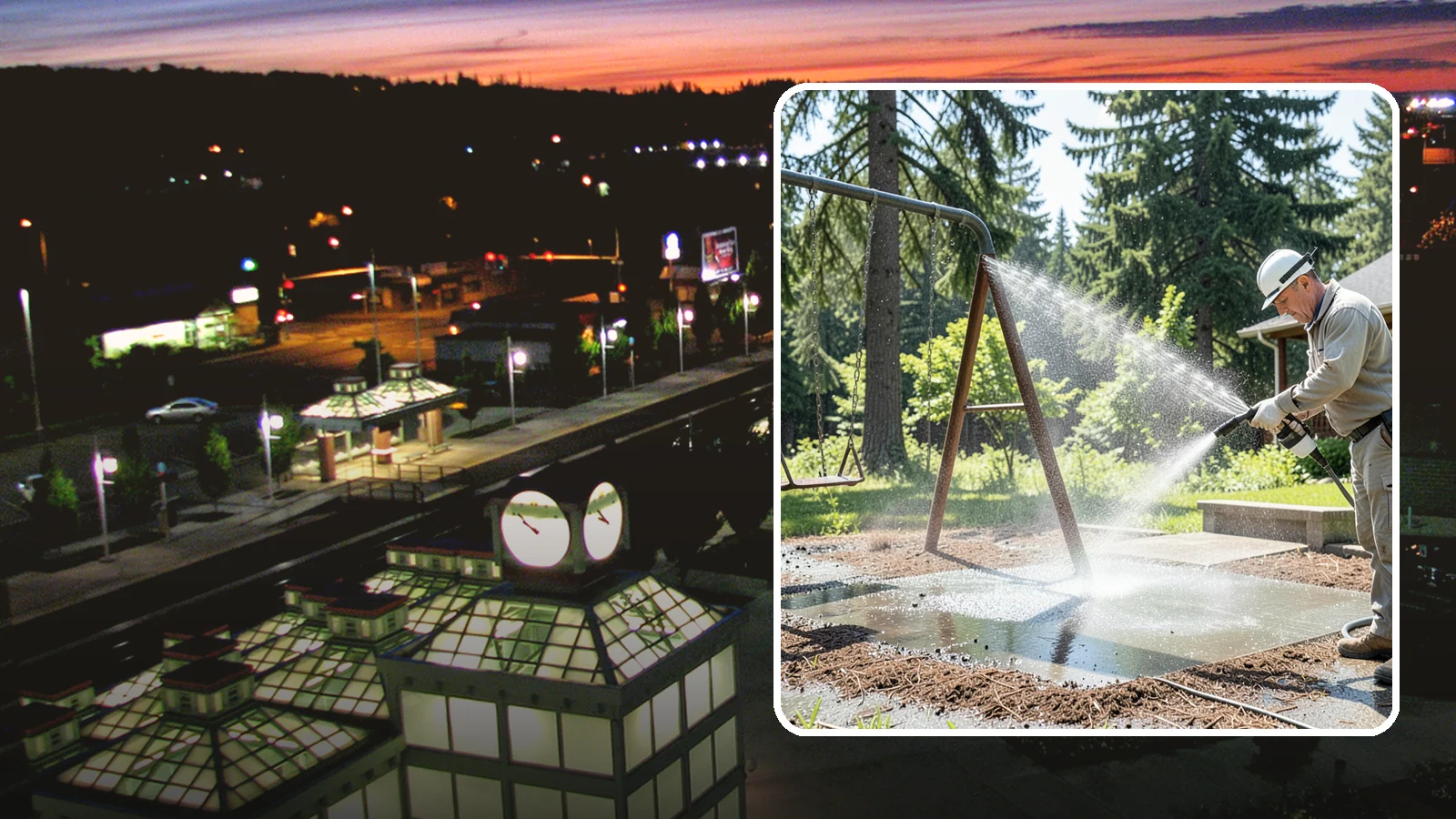Swing Set Washing in Auburn, King County, WA - Wash metal and wood swing sets to clear the mildew, rust film, and grime that build up outdoors.