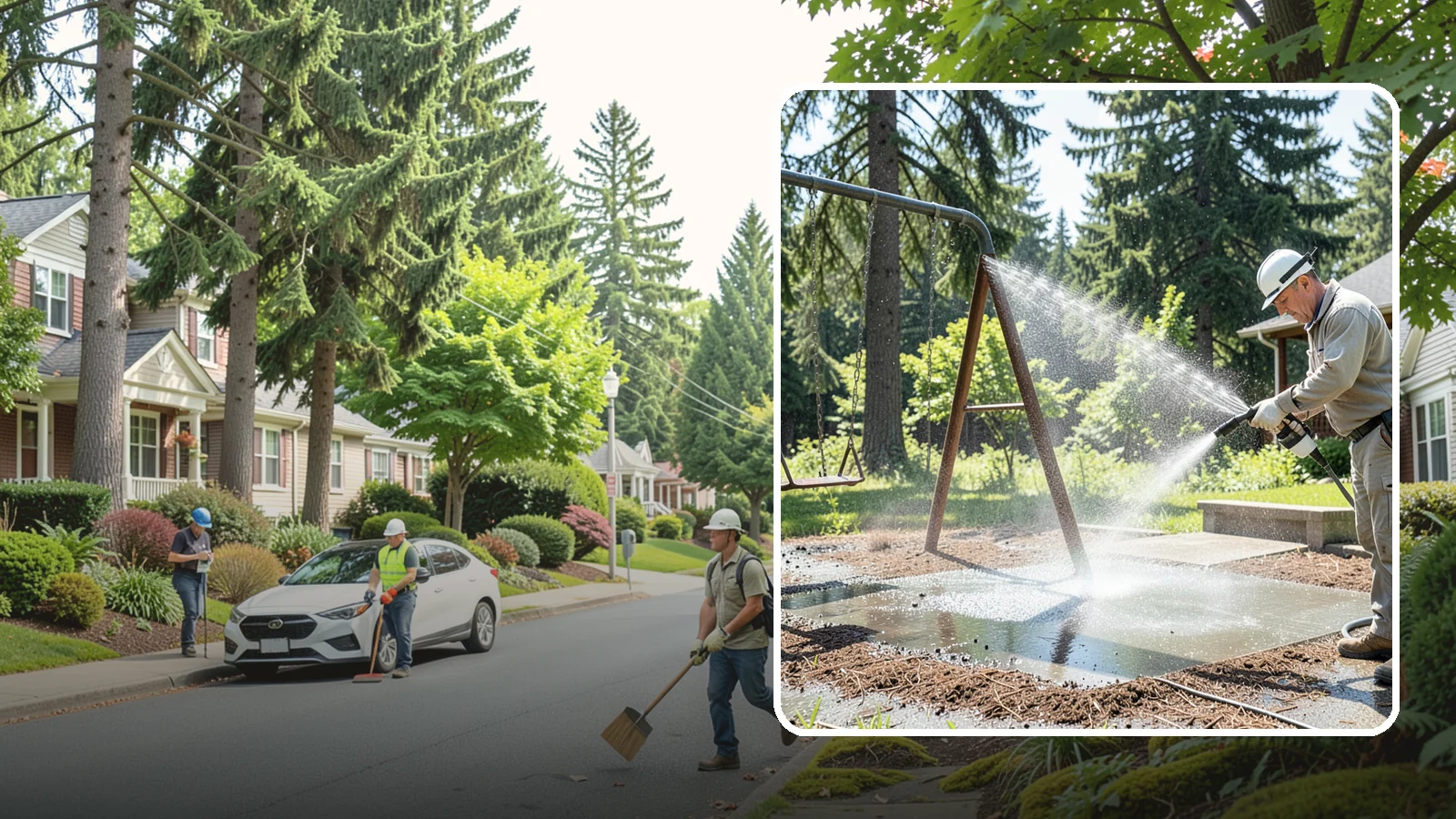 Swing Set Washing in Beaux Arts Village, King County, WA - Wash metal and wood swing sets to clear the mildew, rust film, and grime that build up outdoors.