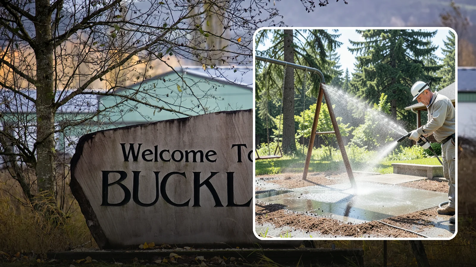 Swing Set Washing in Buckley, Pierce County, WA - Wash metal and wood swing sets to clear the mildew, rust film, and grime that build up outdoors.