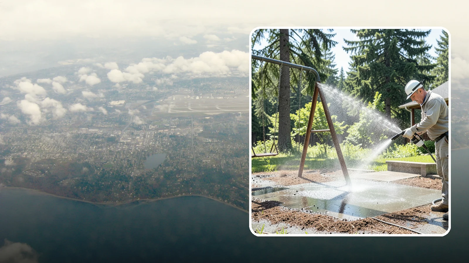 Swing Set Washing in Burien, King County, WA - Wash metal and wood swing sets to clear the mildew, rust film, and grime that build up outdoors.
