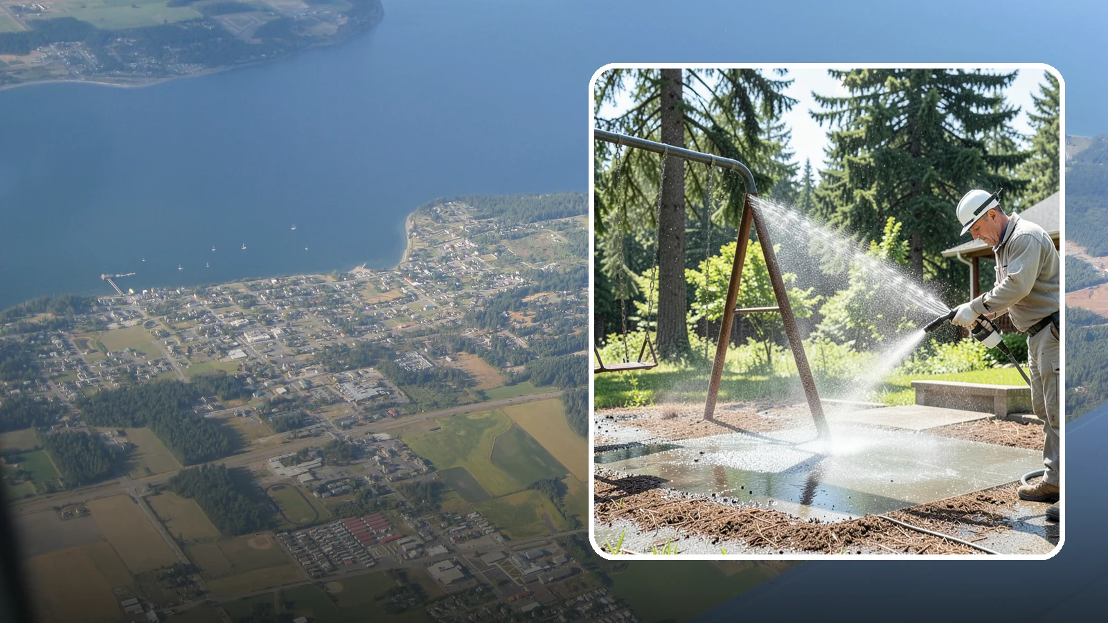 Swing Set Washing in Coupeville, Island County, WA - Wash metal and wood swing sets to clear the mildew, rust film, and grime that build up outdoors.