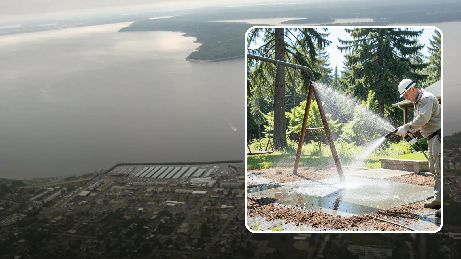 Swing Set Washing in Des Moines, King County, WA - Wash metal and wood swing sets to clear the mildew, rust film, and grime that build up outdoors.