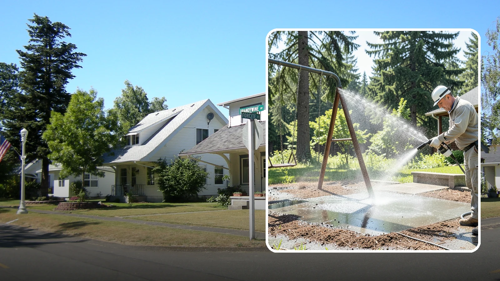 Swing Set Washing in DuPont, Pierce County, WA - Wash metal and wood swing sets to clear the mildew, rust film, and grime that build up outdoors.