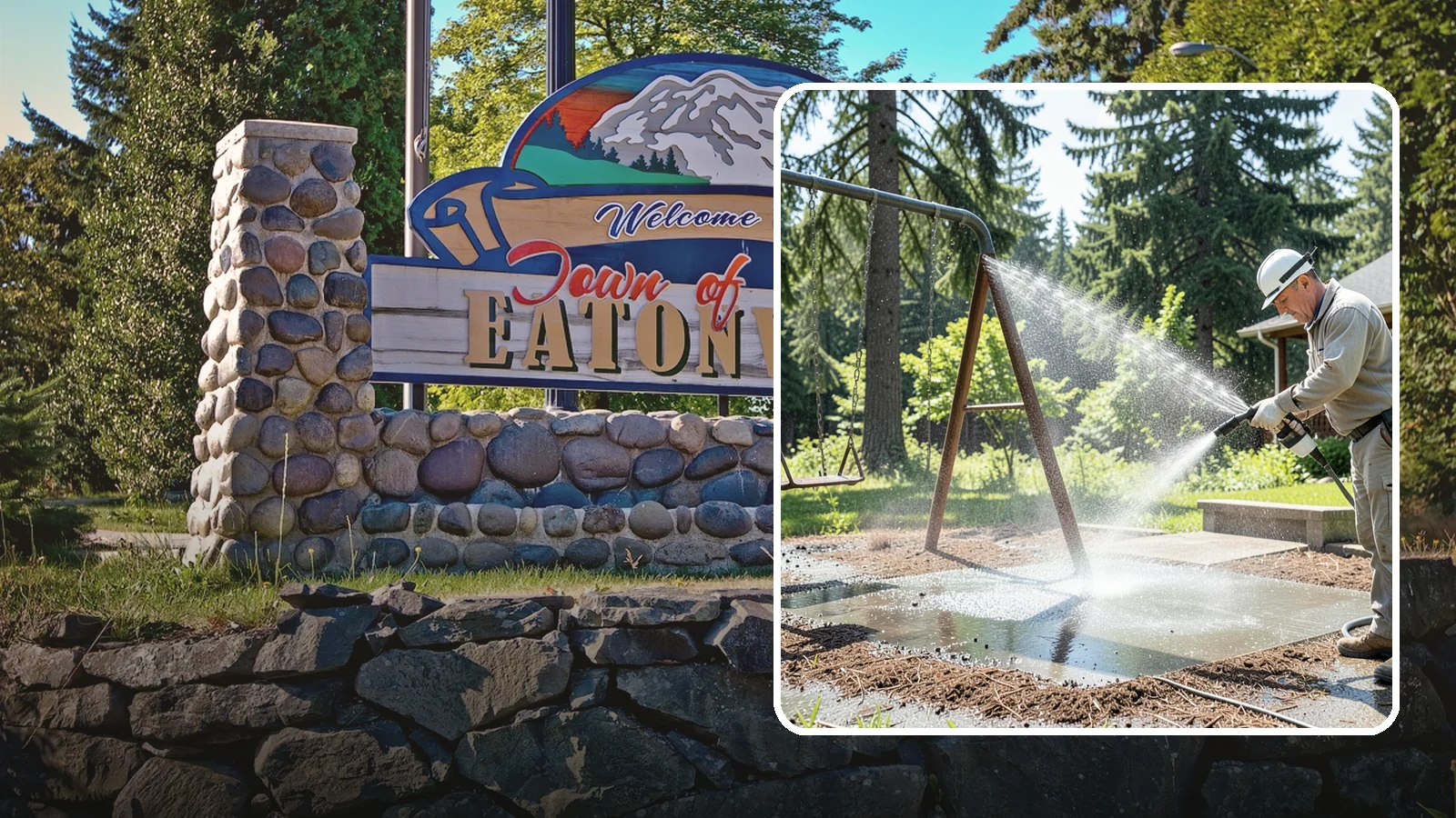 Swing Set Washing in Eatonville, Pierce County, WA - Wash metal and wood swing sets to clear the mildew, rust film, and grime that build up outdoors.