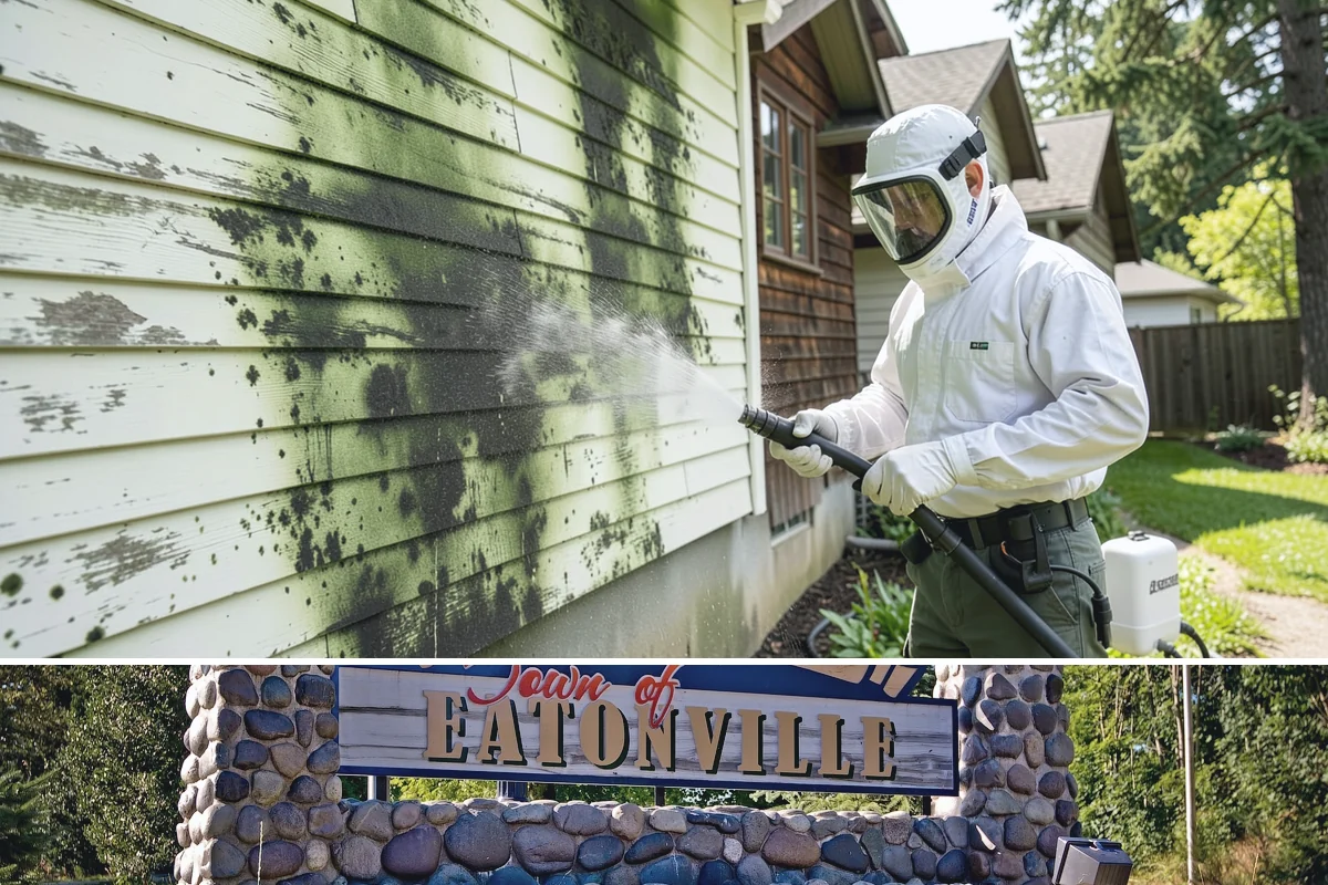 Swing Set Washing in Eatonville, Pierce County, WA - Spring is the right time to wash off the winter's mildew and get the swing set ready for the active summer months.