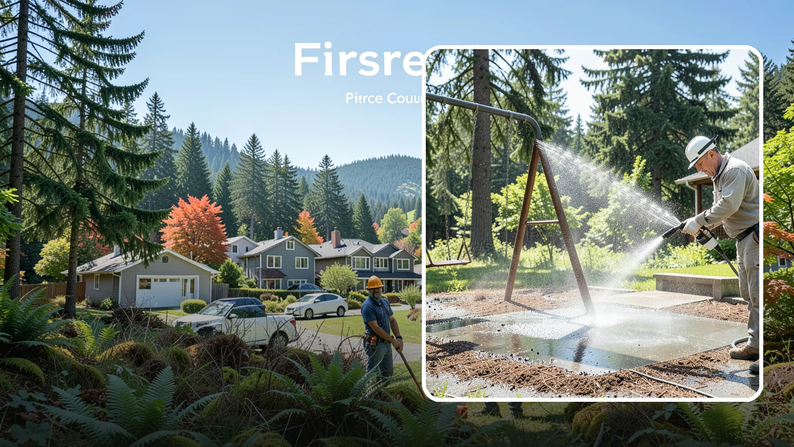 Swing Set Washing in Fircrest, Pierce County, WA - Wash metal and wood swing sets to clear the mildew, rust film, and grime that build up outdoors.