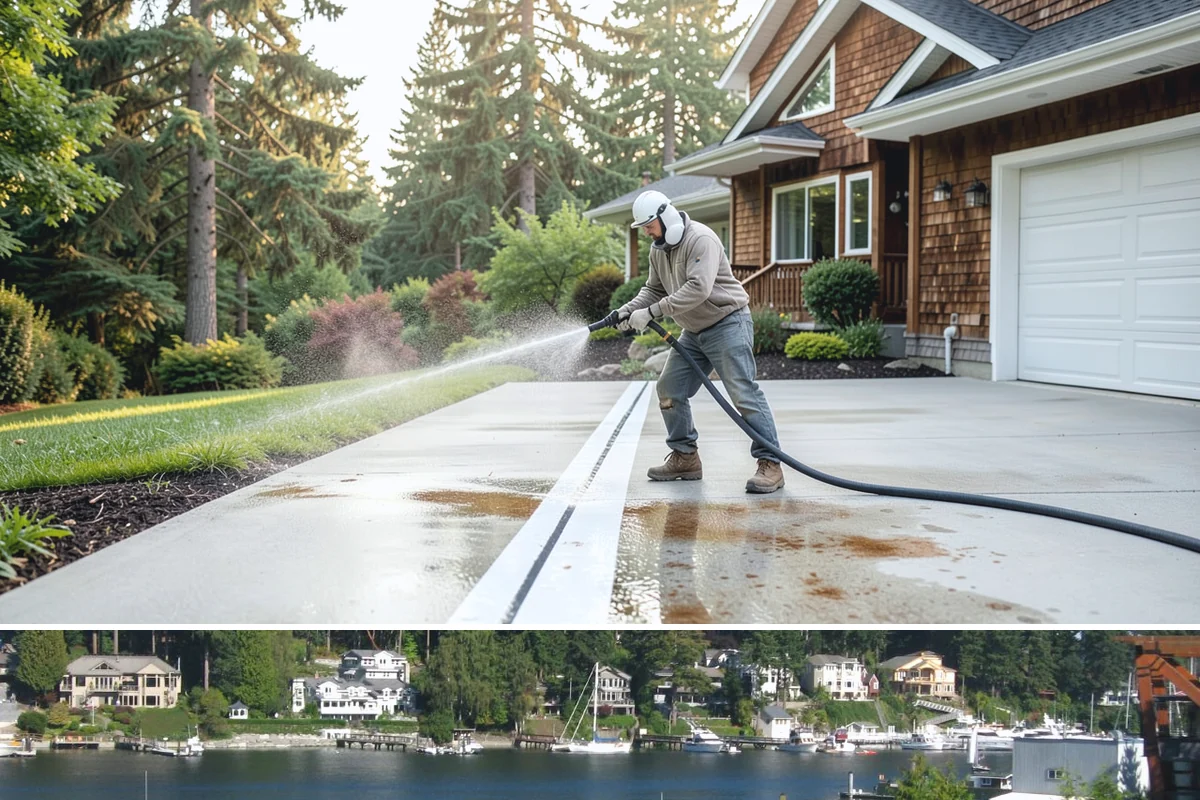 Swing Set Washing in Gig Harbor, Pierce County, WA - Spring is the right time to wash off the winter's mildew and get the swing set ready for the active summer months.
