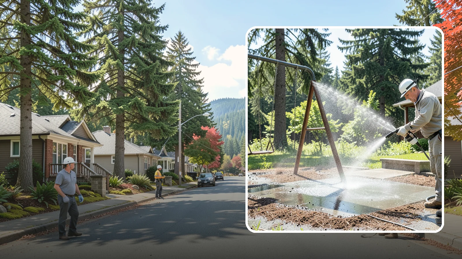 Swing Set Washing in Hunts Point, King County, WA - Wash metal and wood swing sets to clear the mildew, rust film, and grime that build up outdoors.