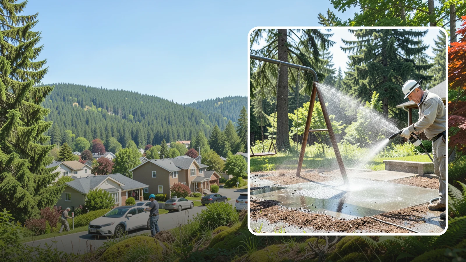Swing Set Washing in Index, Snohomish County, WA - Wash metal and wood swing sets to clear the mildew, rust film, and grime that build up outdoors.