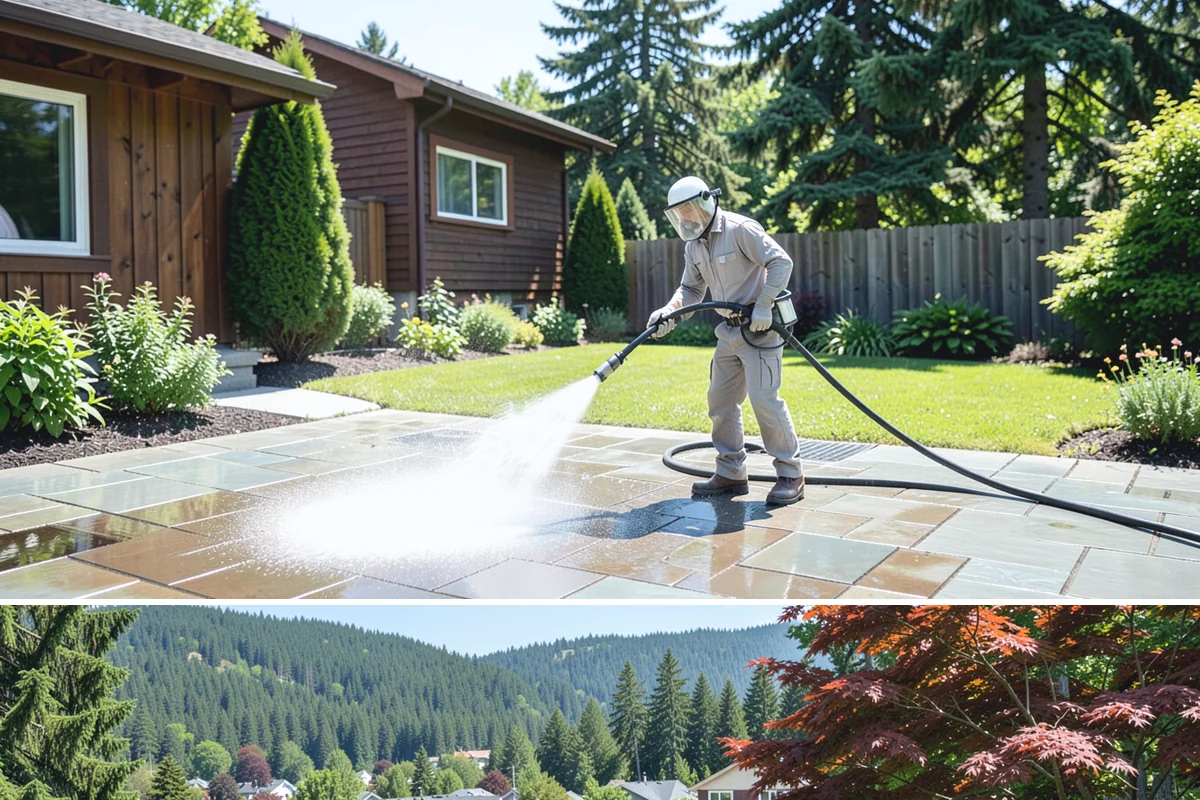 Swing Set Washing in Index, Snohomish County, WA - Spring is the right time to wash off the winter's mildew and get the swing set ready for the active summer months.