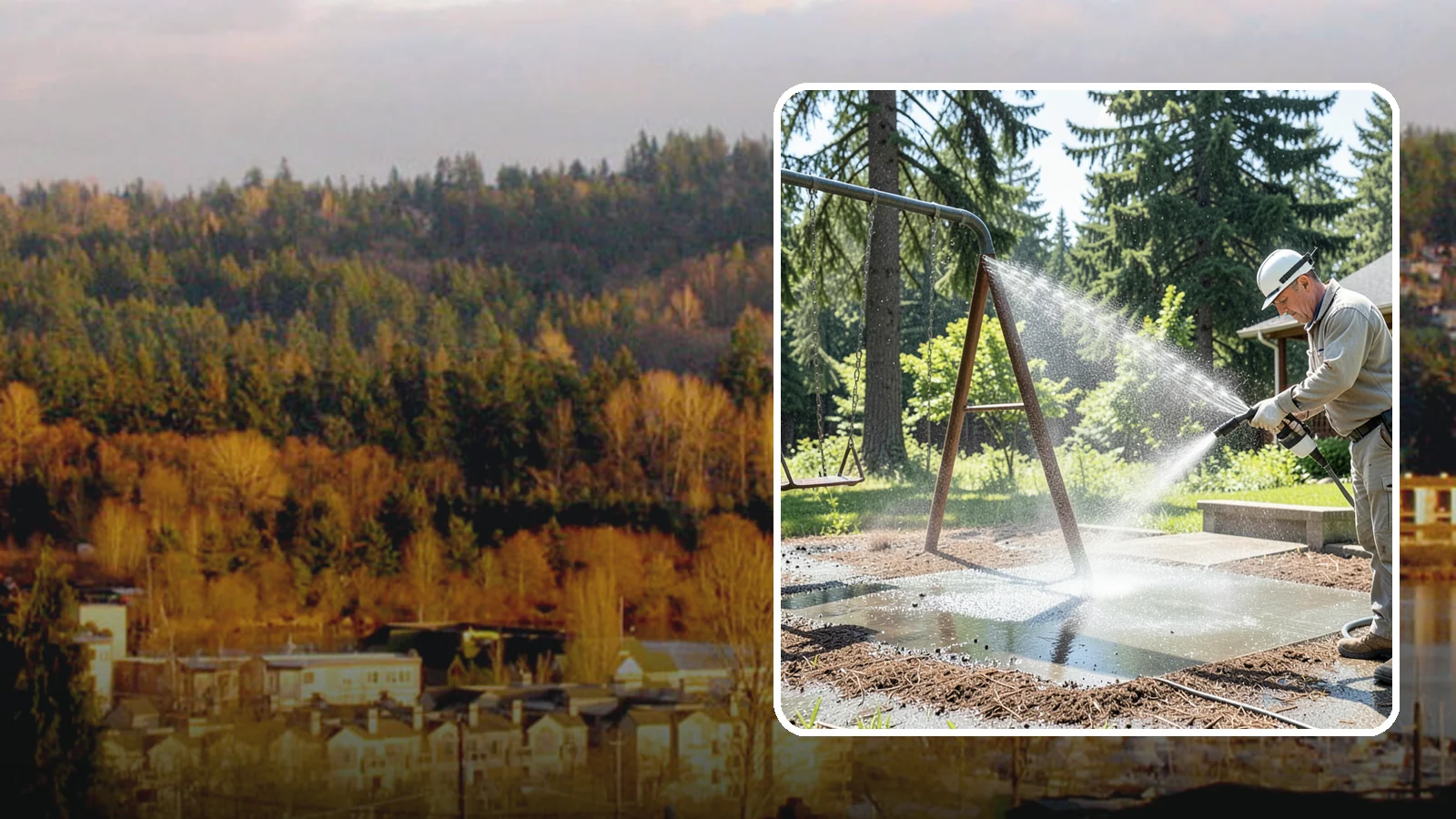 Swing Set Washing in Kenmore, King County, WA - Wash metal and wood swing sets to clear the mildew, rust film, and grime that build up outdoors.