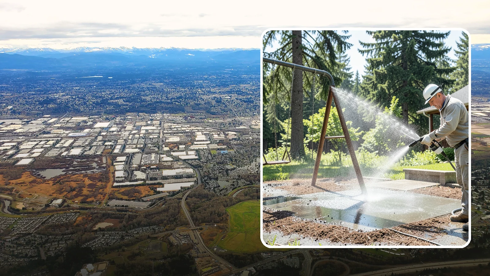 Swing Set Washing in Kent, King County, WA - Wash metal and wood swing sets to clear the mildew, rust film, and grime that build up outdoors.