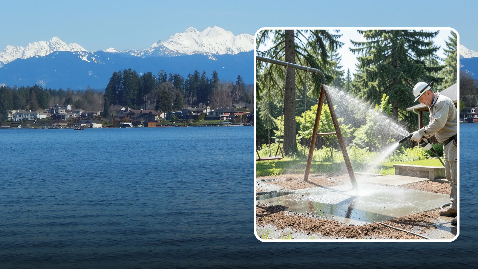 Swing Set Washing in Lake Stevens, Snohomish County, WA - Wash metal and wood swing sets to clear the mildew, rust film, and grime that build up outdoors.