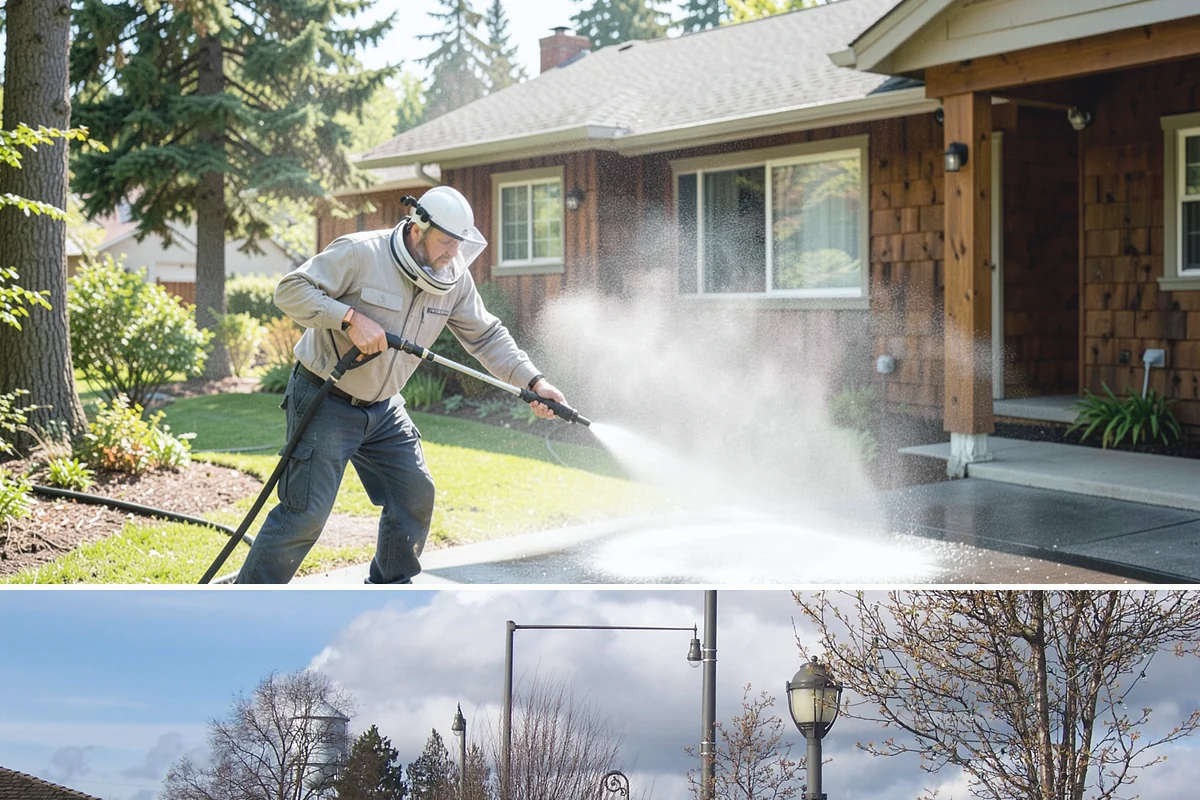 Swing Set Washing in Marysville, Snohomish County, WA - Spring is the right time to wash off the winter's mildew and get the swing set ready for the active summer months.
