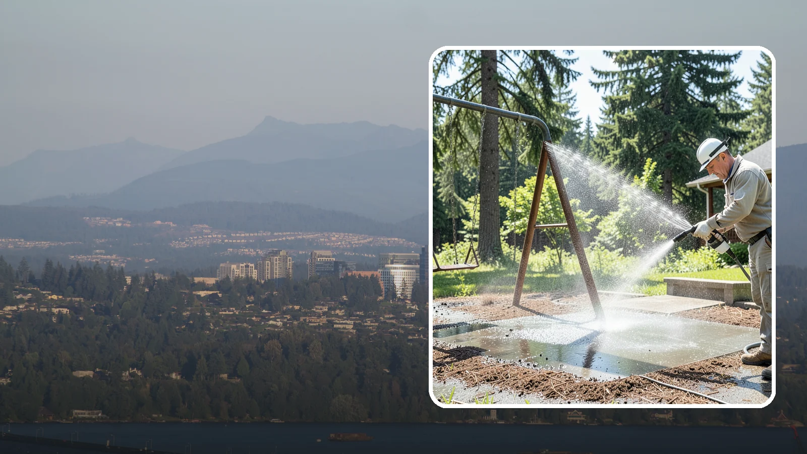 Swing Set Washing in Medina, King County, WA - Wash metal and wood swing sets to clear the mildew, rust film, and grime that build up outdoors.
