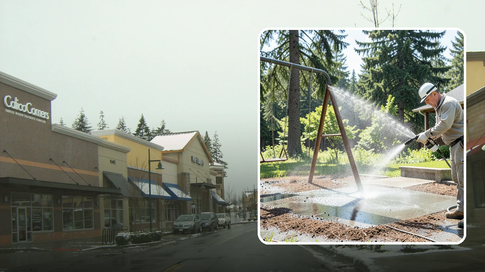 Swing Set Washing in Mill Creek, Snohomish County, WA - Wash metal and wood swing sets to clear the mildew, rust film, and grime that build up outdoors.