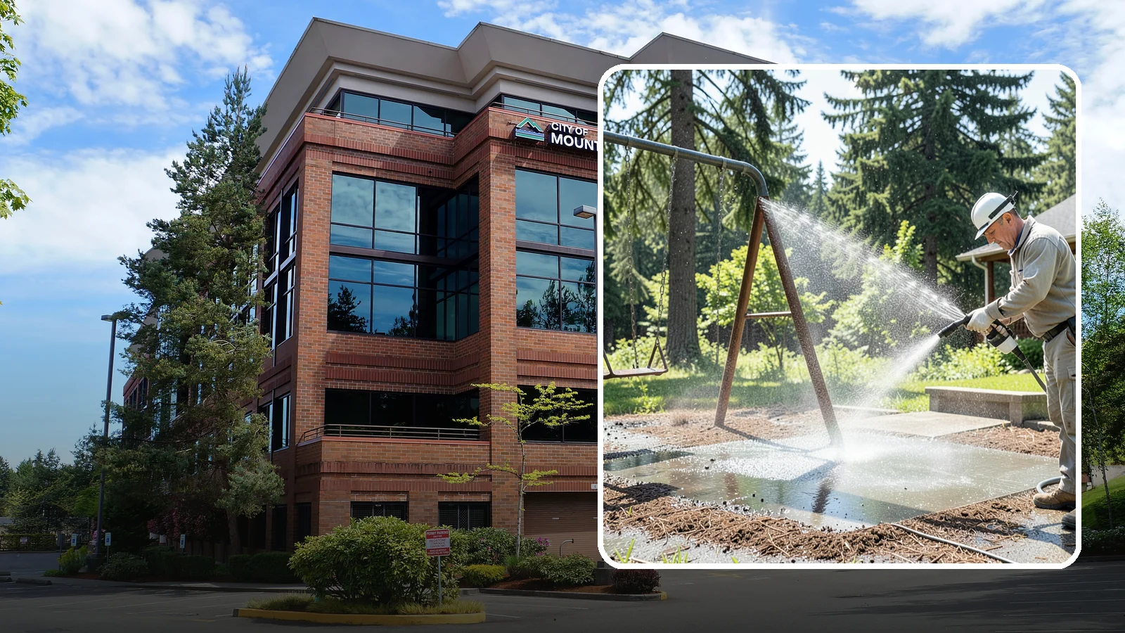 Swing Set Washing in Mountlake Terrace, Snohomish County, WA - Wash metal and wood swing sets to clear the mildew, rust film, and grime that build up outdoors.